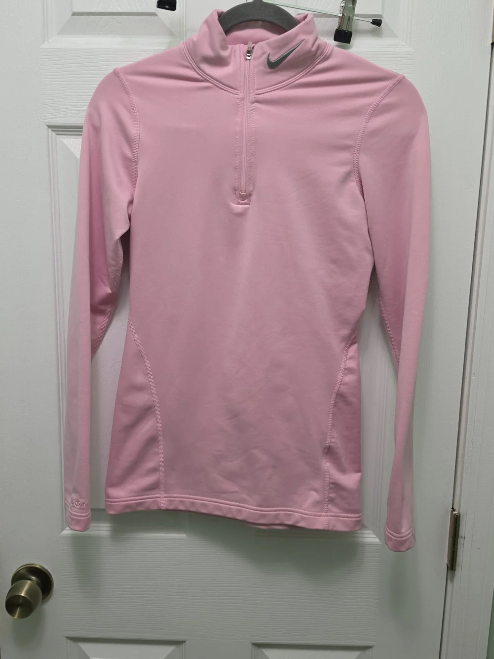 Nike FIT DRY Women S Pink Fleece 1/4 Zip Running Top Pullover 2008 284313-640